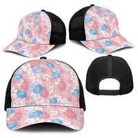 Anthurium Plumeria Lei Pastel Baseball Net Cap Pink Hawaiian Splendid Palaka