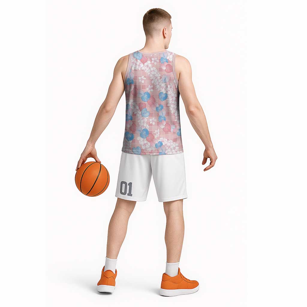 Anthurium Plumeria Lei Pastel Basketball Jersey Pink Hawaiian Splendid Palaka
