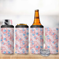 Anthurium Plumeria Lei Pastel 4 in 1 Can Cooler Tumbler Pink Hawaiian Splendid Palaka