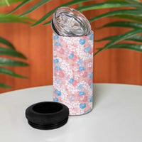 Anthurium Plumeria Lei Pastel 4 in 1 Can Cooler Tumbler Pink Hawaiian Splendid Palaka
