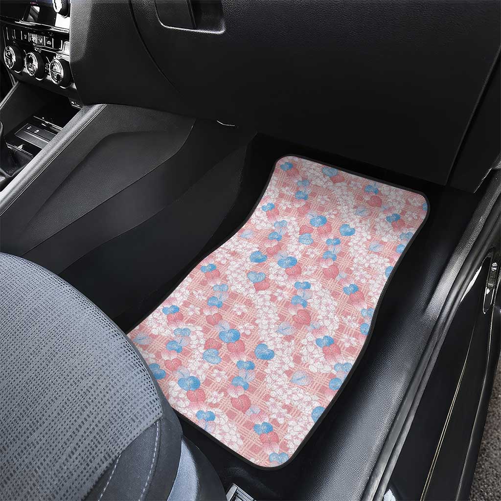 Anthurium Plumeria Lei Pastel Car Mats Pink Hawaiian Splendid Palaka LT01 - Polynesian Pride