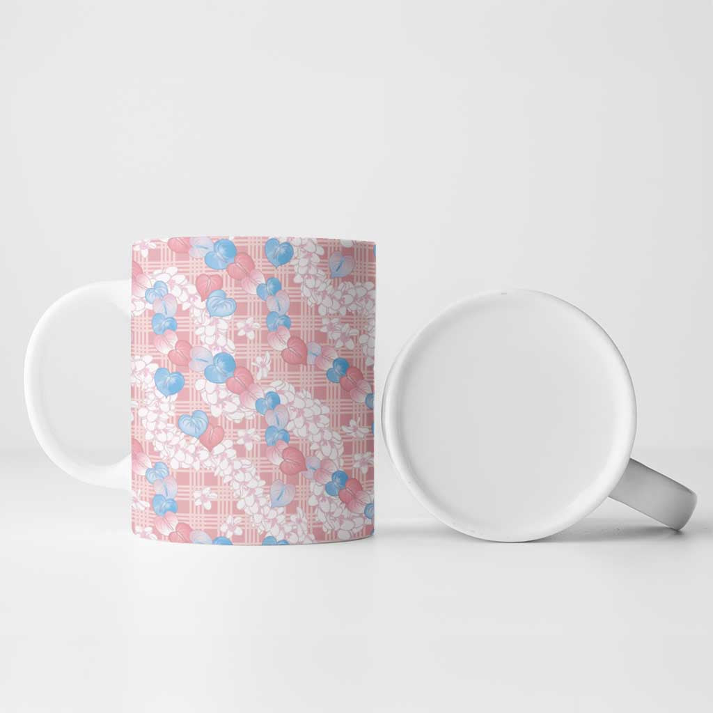 Anthurium Plumeria Lei Pastel Ceramic Mug Pink Hawaiian Splendid Palaka