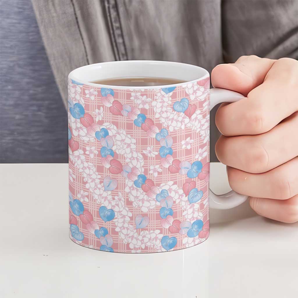 Anthurium Plumeria Lei Pastel Ceramic Mug Pink Hawaiian Splendid Palaka