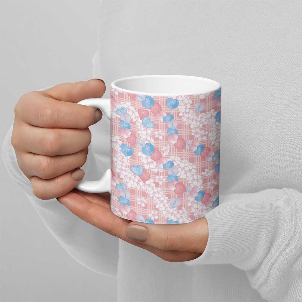 Anthurium Plumeria Lei Pastel Ceramic Mug Pink Hawaiian Splendid Palaka