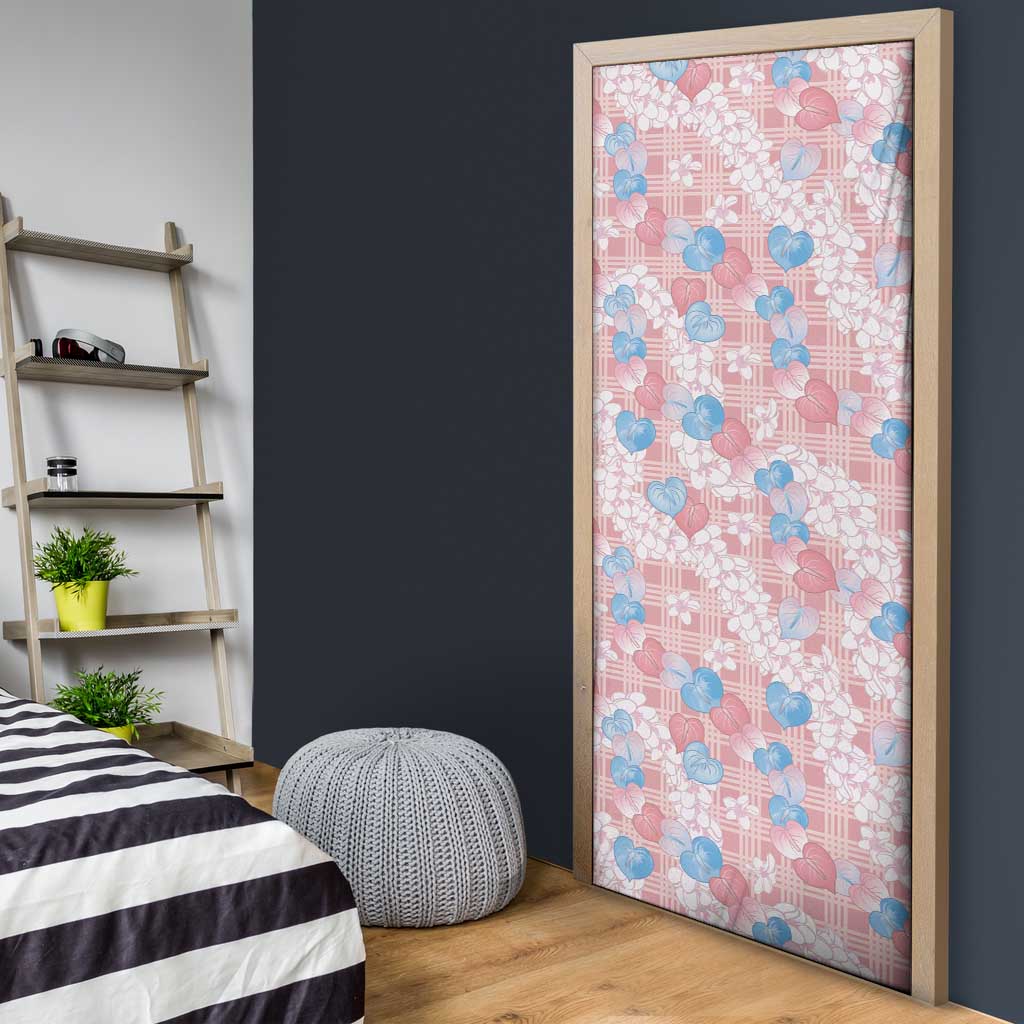 Anthurium Plumeria Lei Pastel Door Cover Pink Hawaiian Splendid Palaka