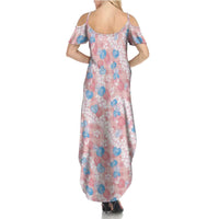 Anthurium Plumeria Lei Pastel Family Matching Summer Maxi Dress and Hawaiian Shirt Pink Hawaiian Splendid Palaka