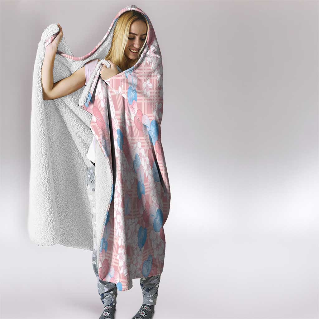 Anthurium Plumeria Lei Pastel Hooded Blanket Pink Hawaiian Splendid Palaka