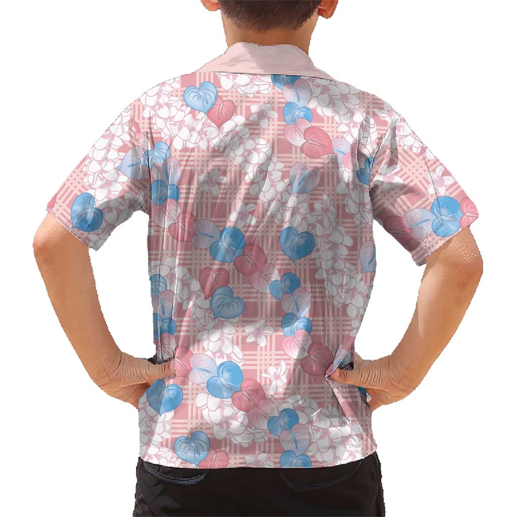 Anthurium Plumeria Lei Pastel Kid Hawaiian Shirt Pink Hawaiian Splendid Palaka