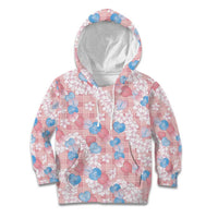 Anthurium Plumeria Lei Pastel Kid Hoodie Pink Hawaiian Splendid Palaka