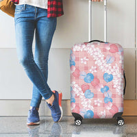 Anthurium Plumeria Lei Pastel Luggage Cover Pink Hawaiian Splendid Palaka