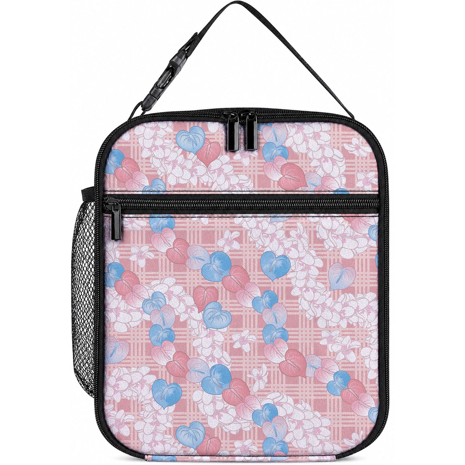 Anthurium Plumeria Lei Pastel Lunch Bag Pink Hawaiian Splendid Palaka