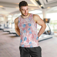 Anthurium Plumeria Lei Pastel Men Tank Top Pink Hawaiian Splendid Palaka