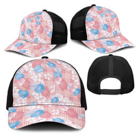 Anthurium Plumeria Lei Pastel Mesh Trucker Cap Pink Hawaiian Splendid Palaka