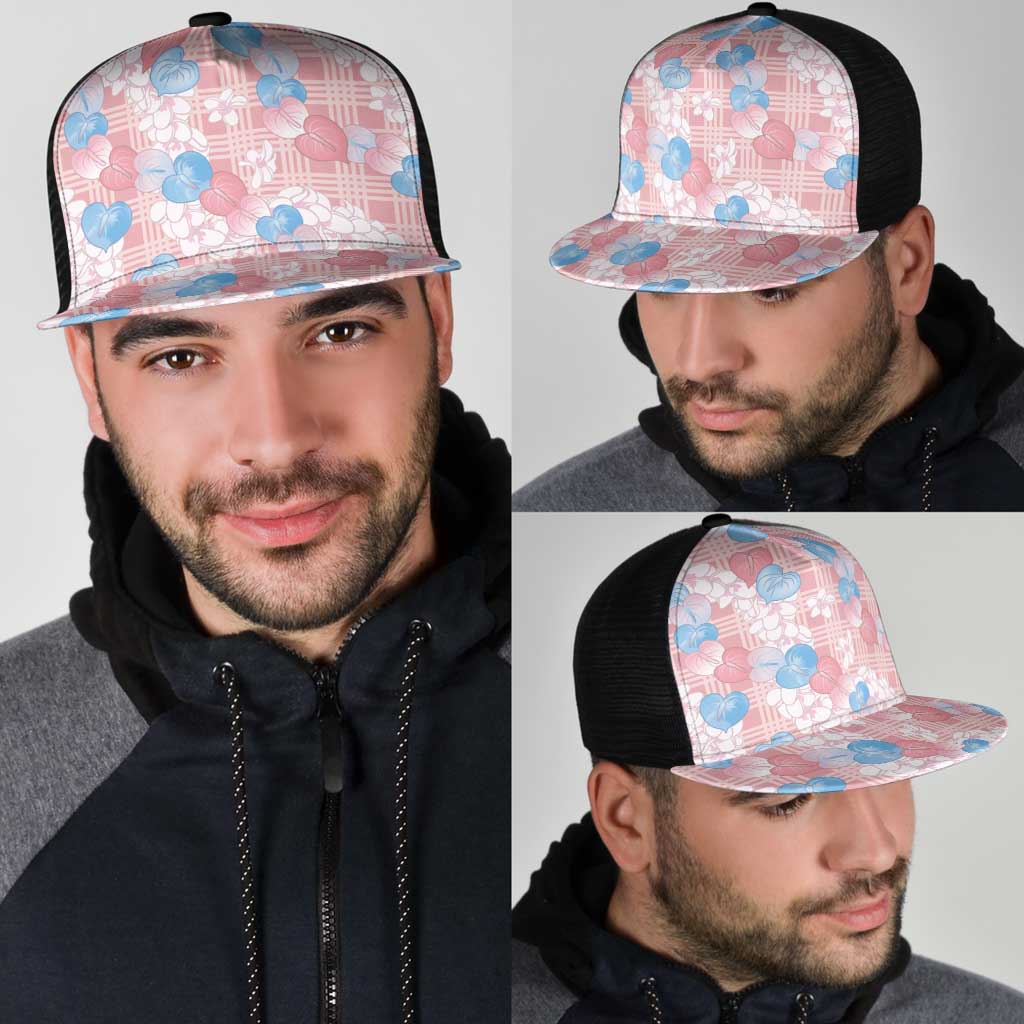 Anthurium Plumeria Lei Pastel Mesh Trucker Cap Pink Hawaiian Splendid Palaka