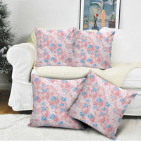 Anthurium Plumeria Lei Pastel Pillow Cover Pink Hawaiian Splendid Palaka LT01 - Polynesian Pride