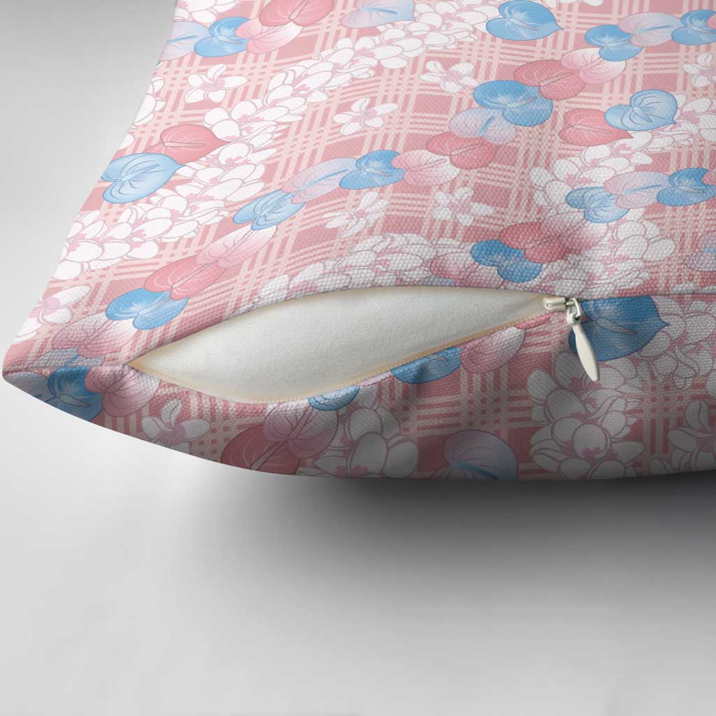 Anthurium Plumeria Lei Pastel Pillow Cover Pink Hawaiian Splendid Palaka LT01 - Polynesian Pride