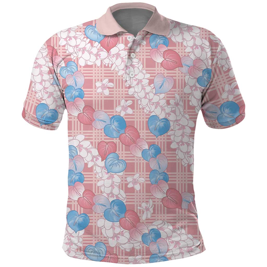 Anthurium Plumeria Lei Pastel Polo Shirt Pink Hawaiian Splendid Palaka