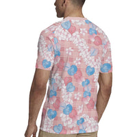Anthurium Plumeria Lei Pastel Rugby Jersey Pink Hawaiian Splendid Palaka LT01 - Polynesian Pride