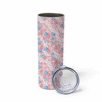 Anthurium Plumeria Lei Pastel Skinny Tumbler Pink Hawaiian Splendid Palaka LT01 - Polynesian Pride