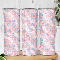 Anthurium Plumeria Lei Pastel Skinny Tumbler Pink Hawaiian Splendid Palaka LT01 - Polynesian Pride