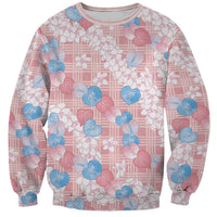 Anthurium Plumeria Lei Pastel Sweatshirt Pink Hawaiian Splendid Palaka