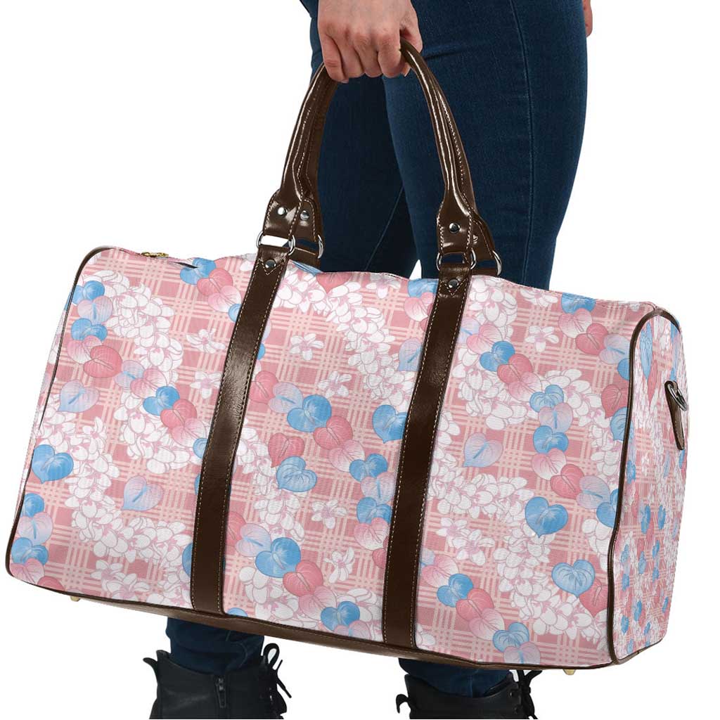Anthurium Plumeria Lei Pastel Travel Bag Pink Hawaiian Splendid Palaka