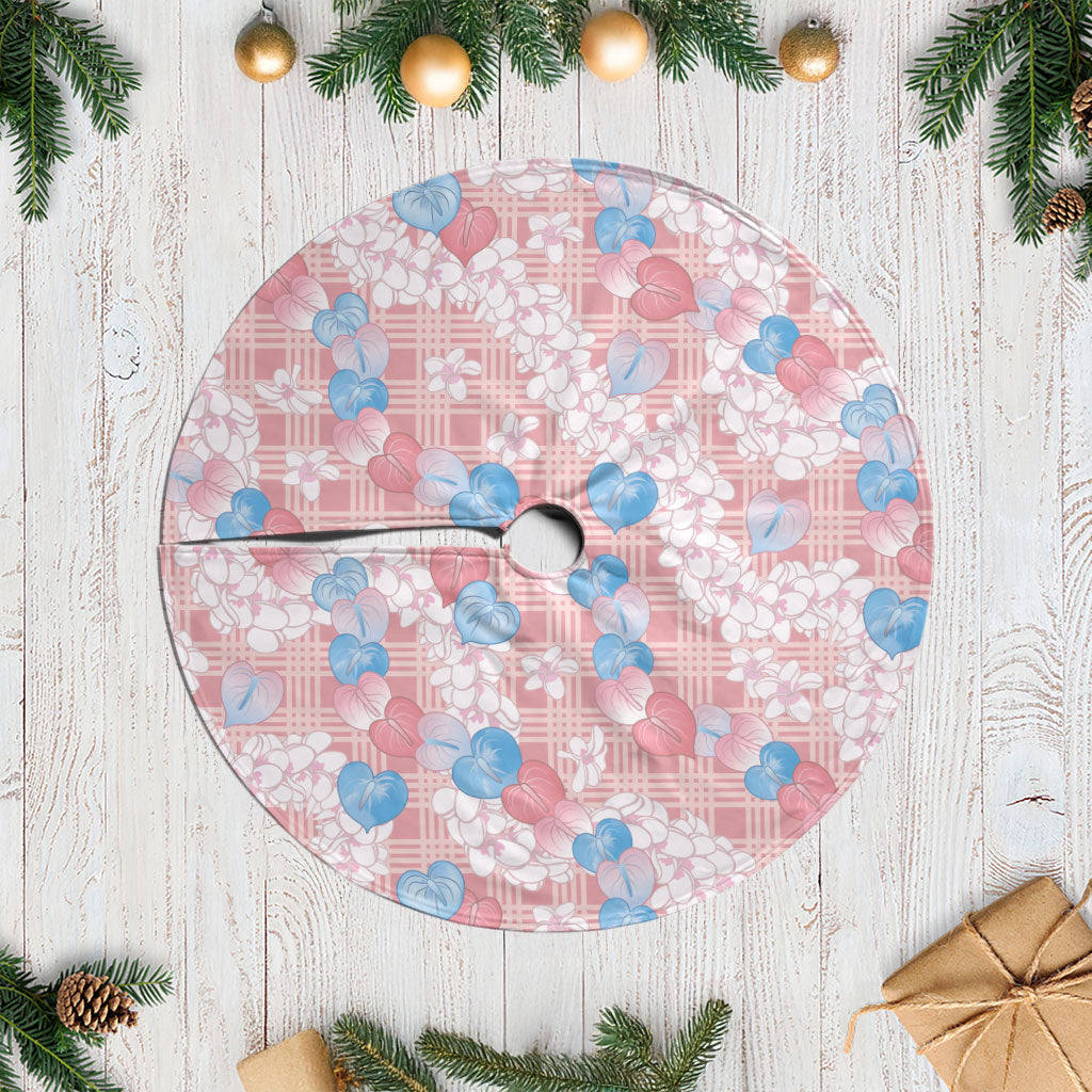 Anthurium Plumeria Lei Pastel Tree Skirt Pink Hawaiian Splendid Palaka LT01 Casual Pink - Polynesian Pride