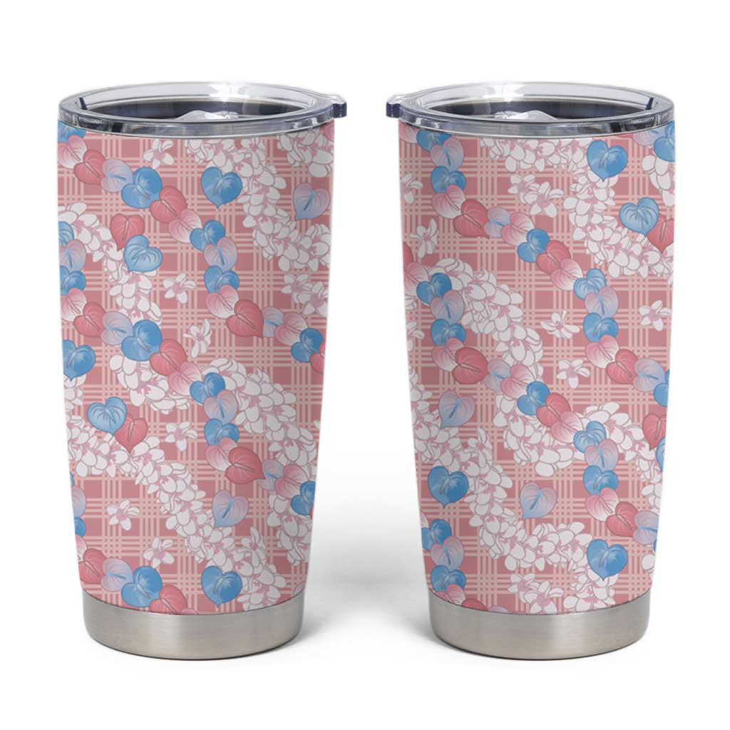 Anthurium Plumeria Lei Pastel Tumbler Cup Pink Hawaiian Splendid Palaka
