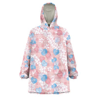 Anthurium Plumeria Lei Pastel Wearable Blanket Hoodie Pink Hawaiian Splendid Palaka LT01 One Size Pink - Polynesian Pride