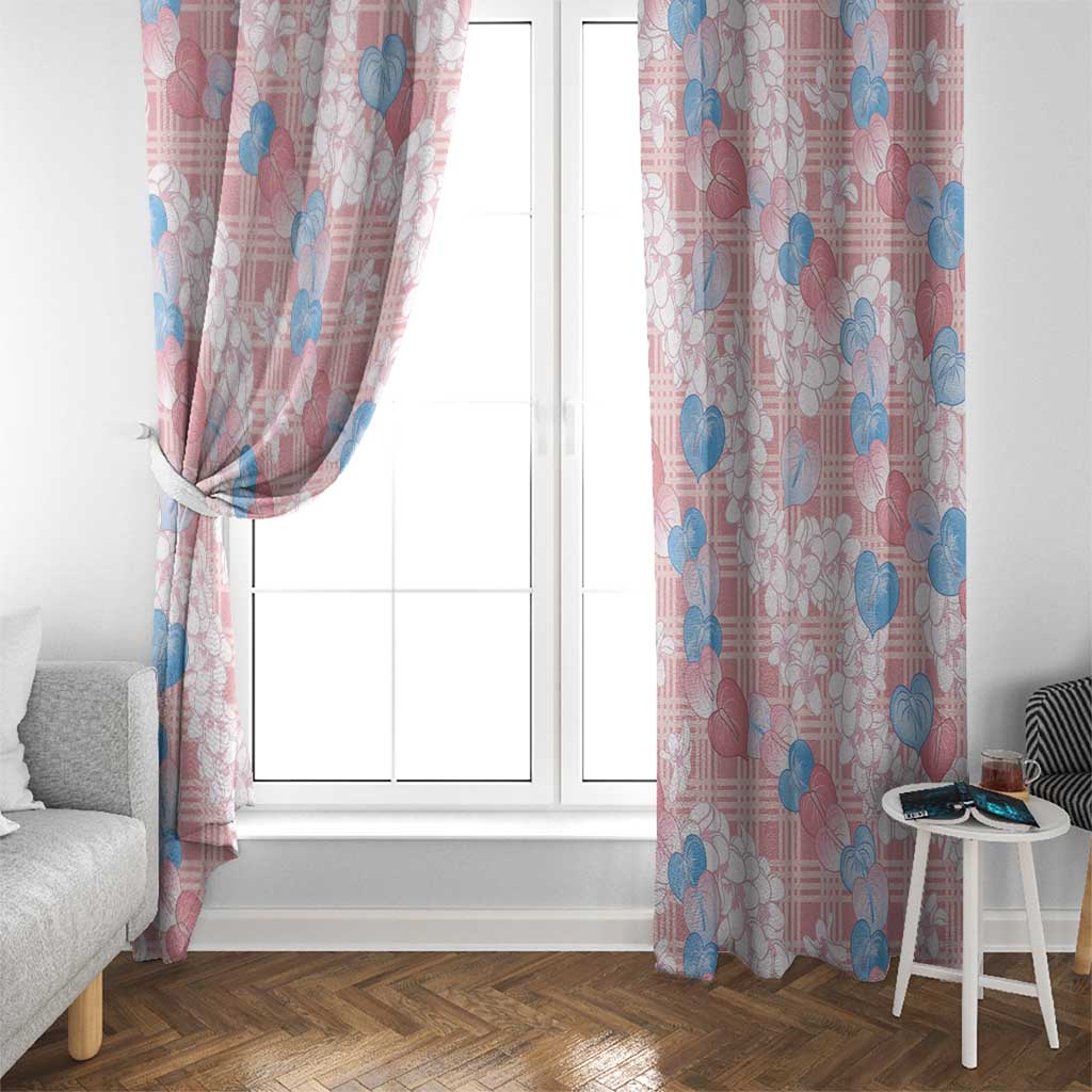Anthurium Plumeria Lei Pastel Window Curtain Pink Hawaiian Splendid Palaka