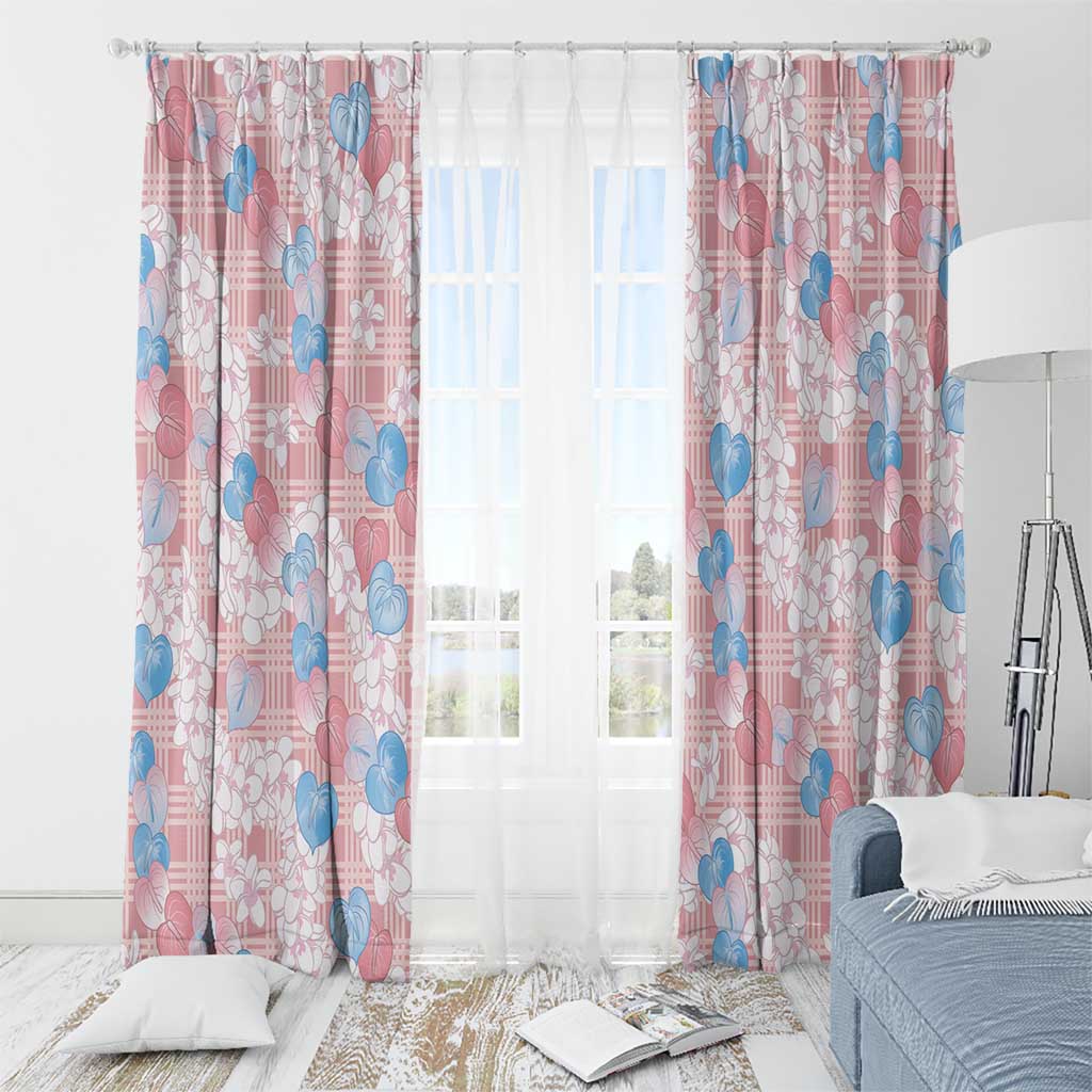 Anthurium Plumeria Lei Pastel Window Curtain Pink Hawaiian Splendid Palaka