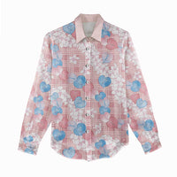Anthurium Plumeria Lei Pastel Women Casual Shirt Pink Hawaiian Splendid Palaka