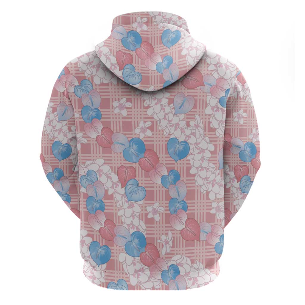 Anthurium Plumeria Lei Pastel Zip Hoodie Pink Hawaiian Splendid Palaka