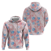 Anthurium Plumeria Lei Pastel Zip Hoodie Pink Hawaiian Splendid Palaka