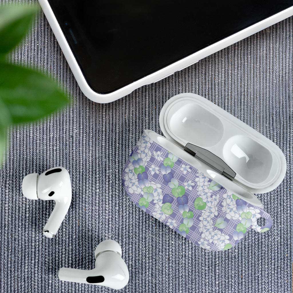 Anthurium Plumeria Lei Pastel AirPods Case Purple Hawaiian Splendid Palaka