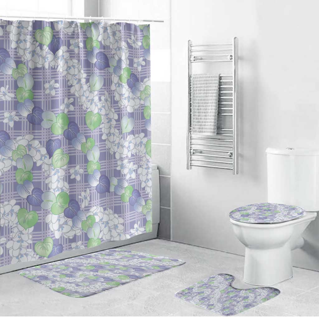 Anthurium Plumeria Lei Pastel Bathroom Set Purple Hawaiian Splendid Palaka