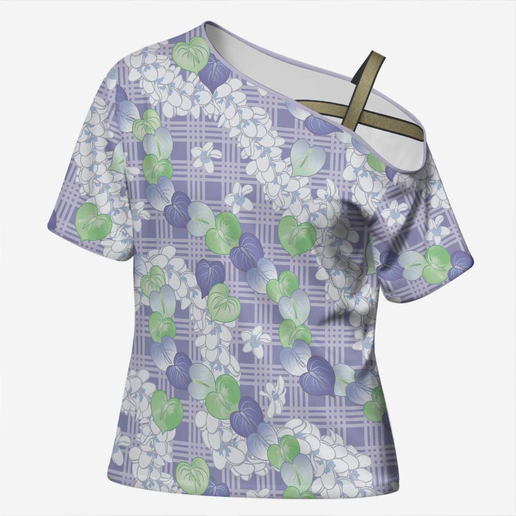 Anthurium Plumeria Lei Pastel Cross Shoulder Shirt Purple Hawaiian Splendid Palaka