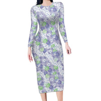 Anthurium Plumeria Lei Pastel Family Matching Long Sleeve Bodycon Dress and Hawaiian Shirt Purple Hawaiian Splendid Palaka