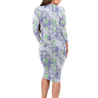Anthurium Plumeria Lei Pastel Family Matching Long Sleeve Bodycon Dress and Hawaiian Shirt Purple Hawaiian Splendid Palaka