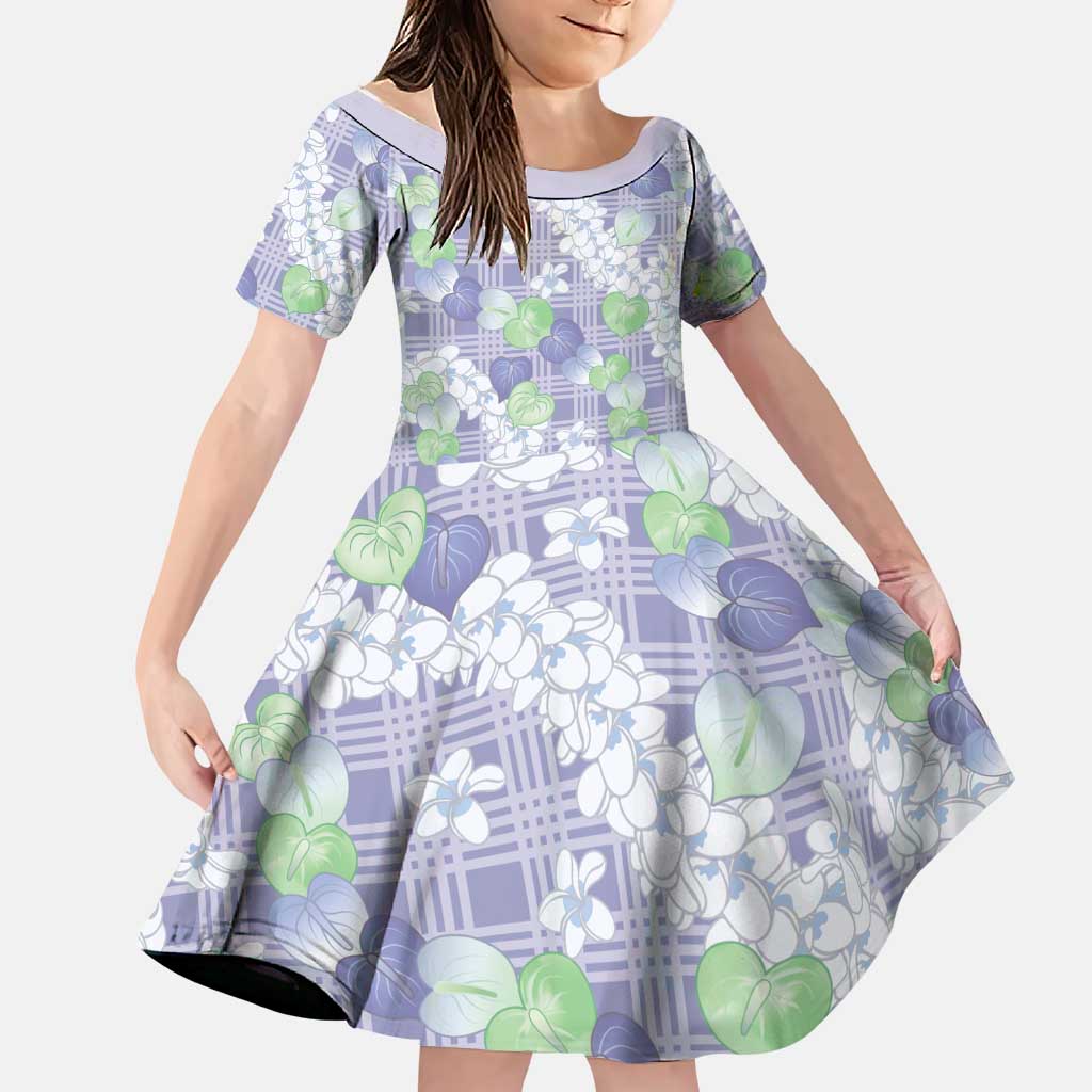 Anthurium Plumeria Lei Pastel Family Matching Off Shoulder Maxi Dress and Hawaiian Shirt Purple Hawaiian Splendid Palaka