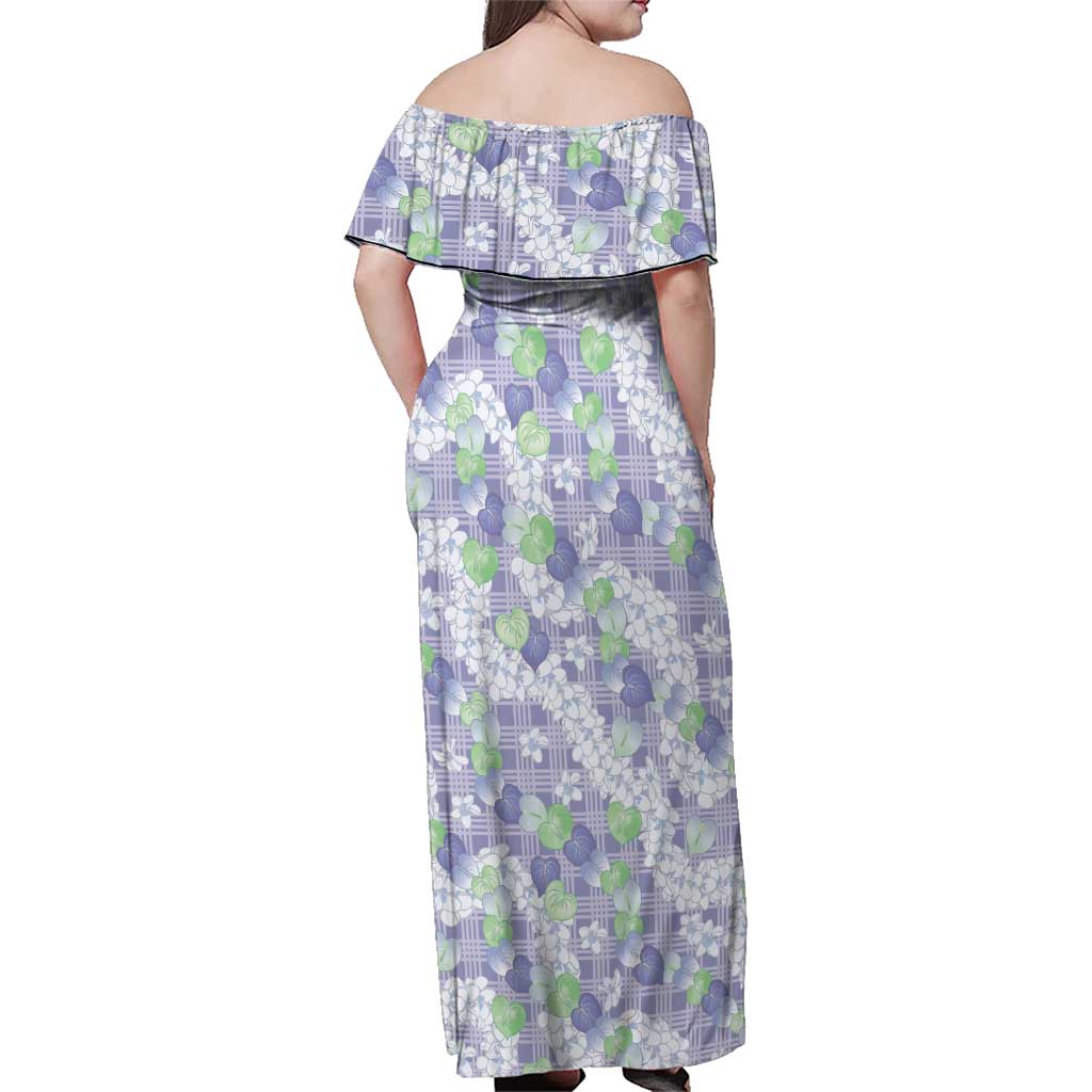 Anthurium Plumeria Lei Pastel Family Matching Off Shoulder Maxi Dress and Hawaiian Shirt Purple Hawaiian Splendid Palaka