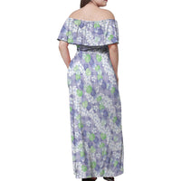 Anthurium Plumeria Lei Pastel Family Matching Off Shoulder Maxi Dress and Hawaiian Shirt Purple Hawaiian Splendid Palaka