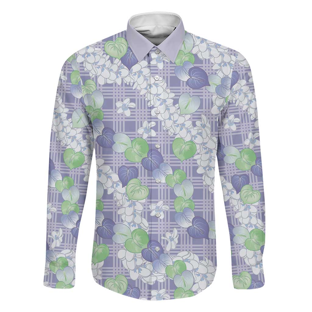 Anthurium Plumeria Lei Pastel Family Matching Puletasi and Hawaiian Shirt Purple Hawaiian Splendid Palaka