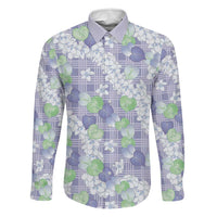 Anthurium Plumeria Lei Pastel Family Matching Puletasi and Hawaiian Shirt Purple Hawaiian Splendid Palaka