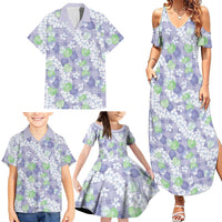 Anthurium Plumeria Lei Pastel Family Matching Summer Maxi Dress and Hawaiian Shirt Purple Hawaiian Splendid Palaka