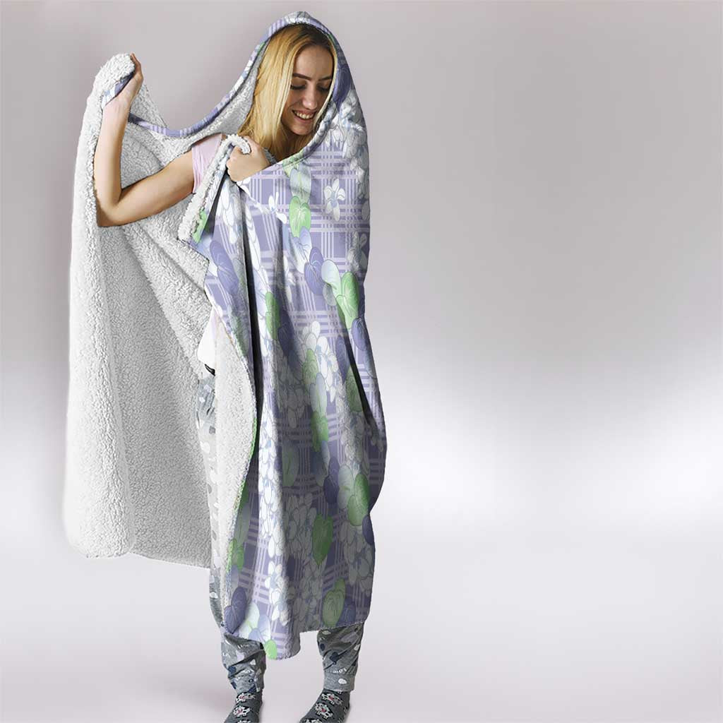 Anthurium Plumeria Lei Pastel Hooded Blanket Purple Hawaiian Splendid Palaka