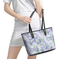 Anthurium Plumeria Lei Pastel Leather Tote Bag Purple Hawaiian Splendid Palaka