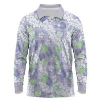 Anthurium Plumeria Lei Pastel Long Sleeve Polo Shirt Purple Hawaiian Splendid Palaka LT01 Purple - Polynesian Pride