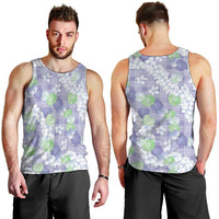 Anthurium Plumeria Lei Pastel Men Tank Top Purple Hawaiian Splendid Palaka