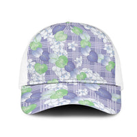 Anthurium Plumeria Lei Pastel Mesh Trucker Cap Purple Hawaiian Splendid Palaka LT01 One Size White Purple - Polynesian Pride